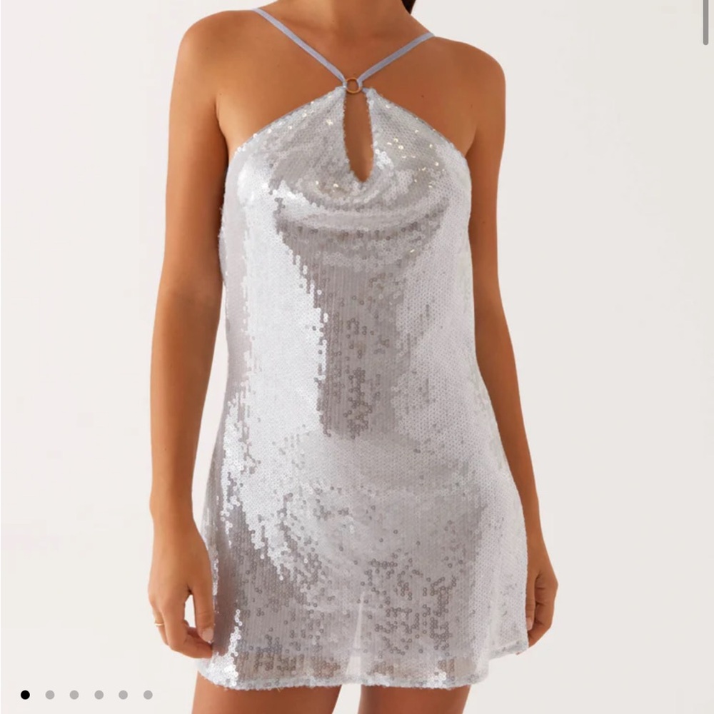 Peppermayo Silver Sequin Mini Dress
